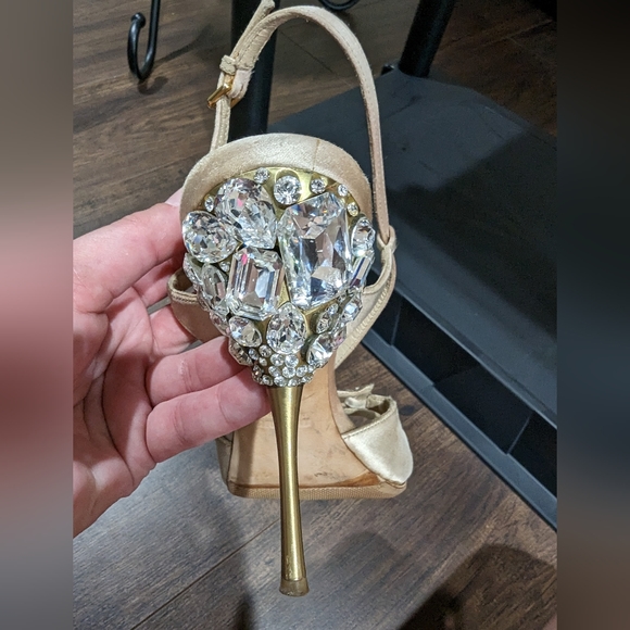 Miu Miu Shoes - MIU MIU slingback satin crystal stiletto sandal heels